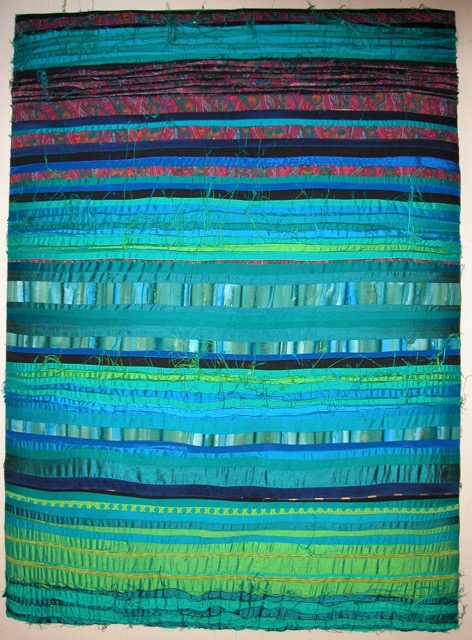 Blue-green Thai silk panel 950x1300
